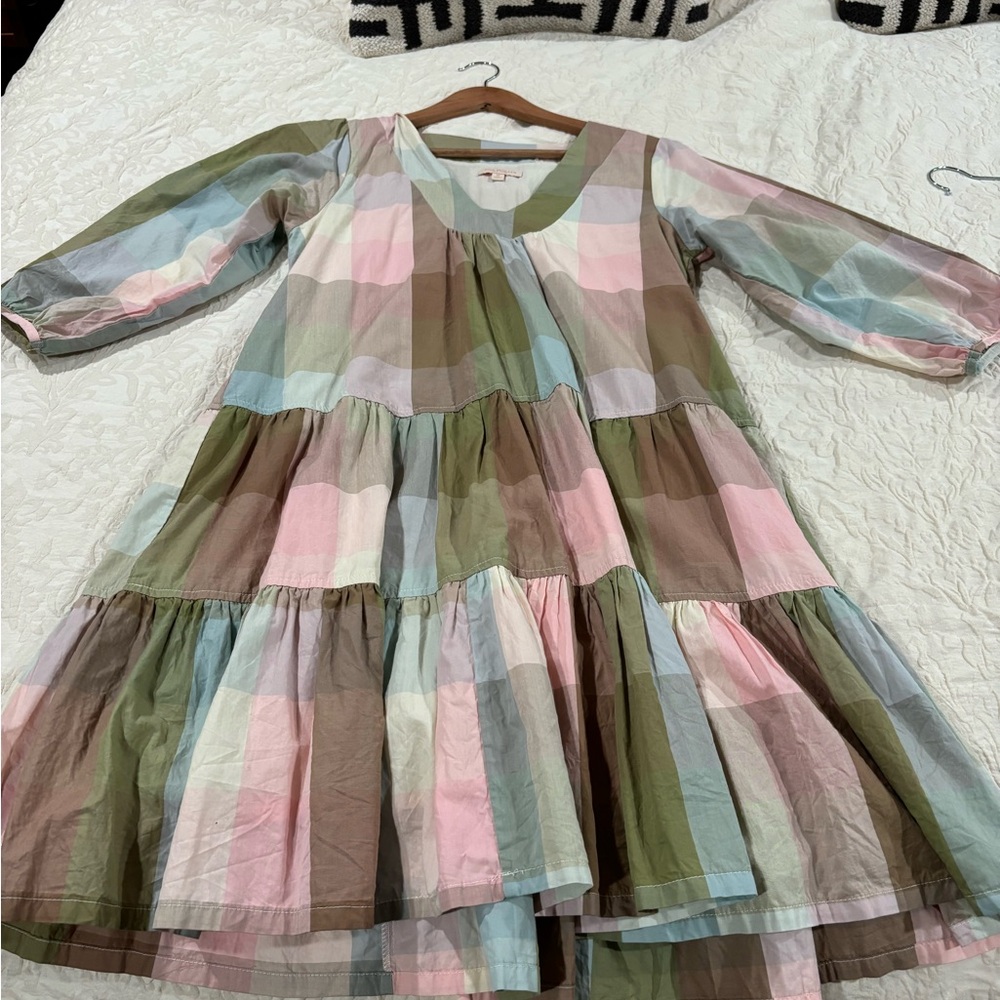 Pink chicken multi gingham dress